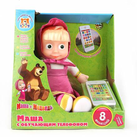 Мягкая игрушка – Маша с обучающим телефоном, озвученная, 30 см.
